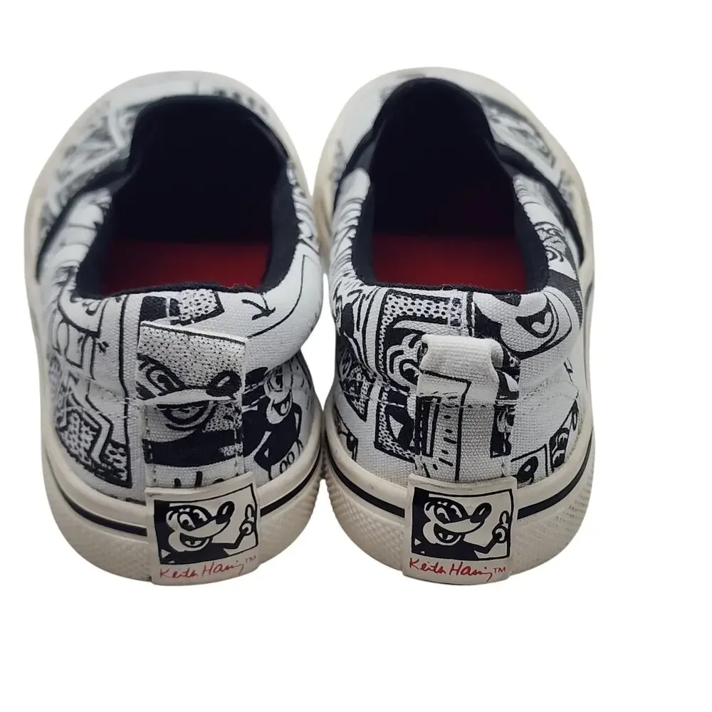 New Kieth Haring x Disney Sneaker Collab Mickey Mouse Big Kids Sz 2 H&M Ltd Ed